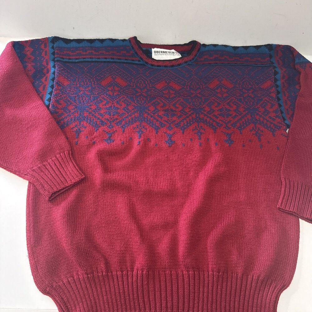 VTG Obermeyer Ski Wool Blend Ski Sweater MENS MEDIUM Geometric Aztec